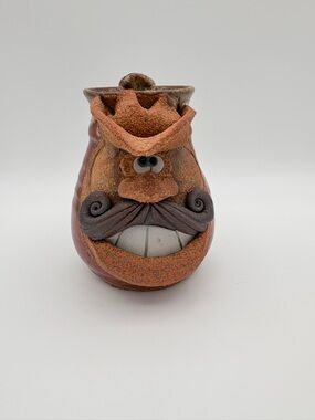 Robert Eakin Pottery Mug Funny Ugly Face Mustache 3D Stoneware Signed